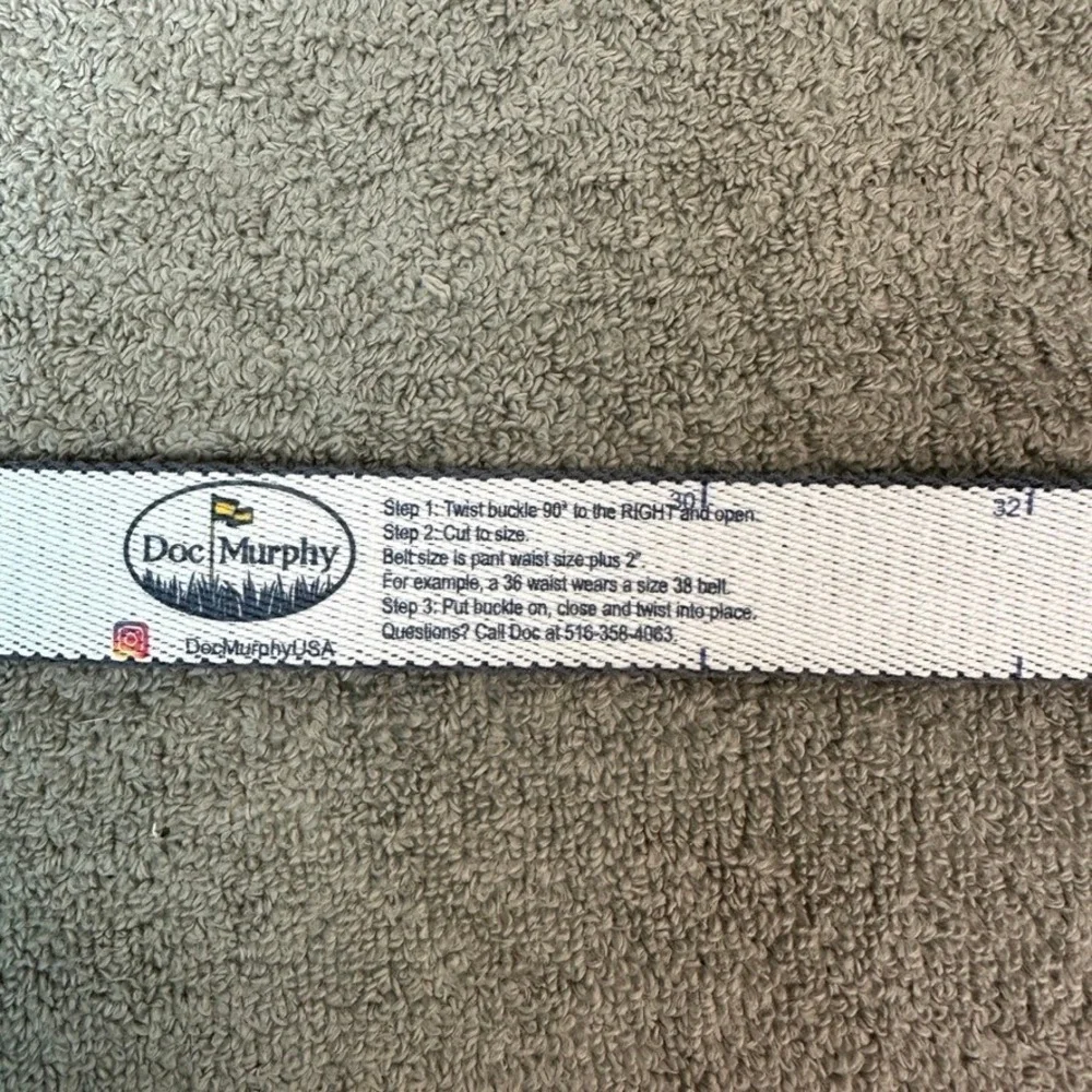 Doc Murphy Mens Navy Blue Canvas Leather Golf Belt Cow Crossbones MMXX 50 Inch